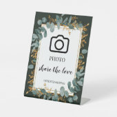 Eenvoudig Eucalyptus Greenery Wedding Reclamebord Met Voetstuk (Voorkant)