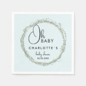 Eenvoudig, eucalyptus krans Baby shower Servet (Voorkant)