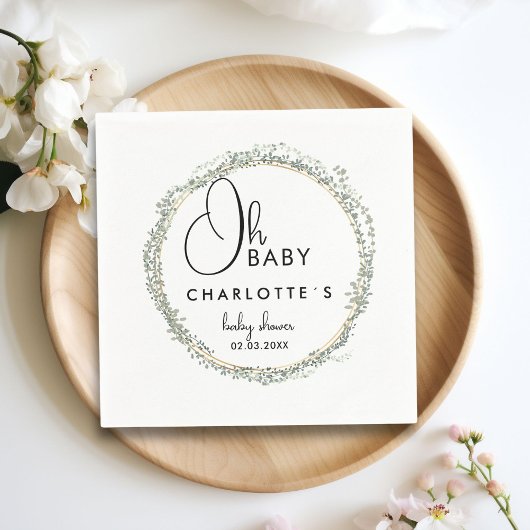 Eenvoudig, eucalyptus krans Baby shower Servet