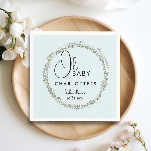 Eenvoudig, eucalyptus krans Baby shower Servet