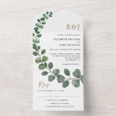 Eenvoudig Eucalyptus-minimalistisch huwelijk All In One Uitnodiging (Binnen)