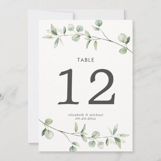Eenvoudig Eucalyptus-nummer grote bruiloft (Voorkant)
