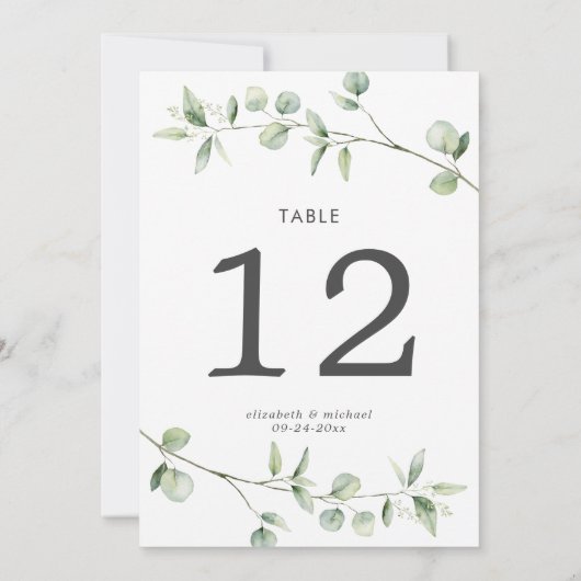 Eenvoudig Eucalyptus-nummer grote bruiloft (Achterkant)