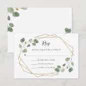 Eenvoudig eucalyptusgroen | geometrische bruiloft RSVP kaartje (Voorkant / Achterkant)