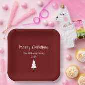 Eenvoudig Evergreen Modern Kerstfeest Rood Papieren Bordje (Feest)