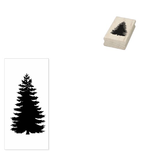Eenvoudig Evergreen Pine Tree Silhouet Hout Rubberstempel (Gestempeld)