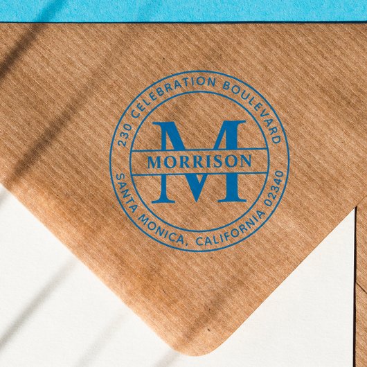 Eenvoudig familienaam monogram & retouradres  zelfinktende stempel