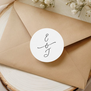 Eenvoudig Fantasievol Handgeschreven Monogram Trou Ronde Sticker