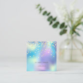 Eenvoudig, Faux Gold Confetti Holographic Vierkante Visitekaartje (Staand voorkant)