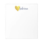 Eenvoudig Faux Gold Heart met Script Name Notitieblok (Voorkant)