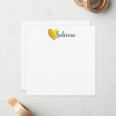 Eenvoudig Faux Gold Heart met Script Name Notitiekaartje (Voorkant / Achterkant in situ)
