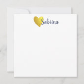 Eenvoudig Faux Gold Heart met Script Name Notitiekaartje (Voorkant)