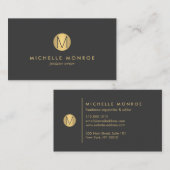 Eenvoudig Faux Gold Minimalistisch Monogram Visite Visitekaartje (Voorkant / Achterkant)
