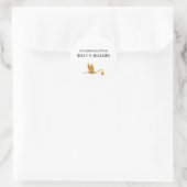 Eenvoudig Faux Gold Stork-Baby shower Ronde Sticker (Tas)