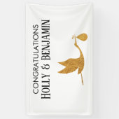 Eenvoudig Faux Gold Stork-Baby shower Spandoek (Verticaal)