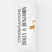 Eenvoudig Faux Gold Stork-Baby shower Spandoek (Verticaal)