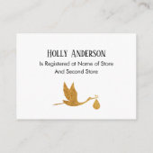 Eenvoudig Faux Gold Stork Cadeauregister Informatiekaartje (Achterkant)