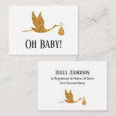 Eenvoudig Faux Gold Stork Cadeauregister Informatiekaartje (Voorkant / Achterkant)