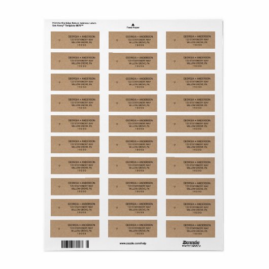 Eenvoudig Faux Kraft Heart Weddenschap Label (Full Sheet)