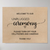Eenvoudig Faux Kraft Unplugged Ceremony-teken Poster (Voorkant)