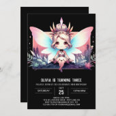 Eenvoudig feeënthema digitale verjaardag kaart (Voorkant / Achterkant)