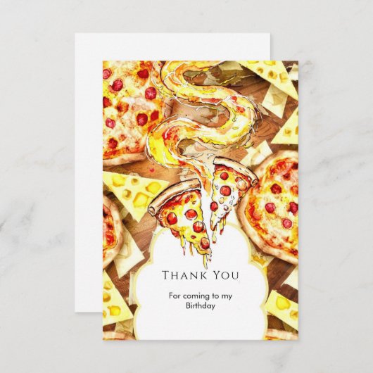 Eenvoudig feest Pizza Verjaardag Bedankkaart (Voorkant / Achterkant)