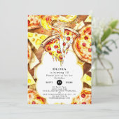 Eenvoudig feest Pizza Verjaardag Kaart (Staand voorkant)