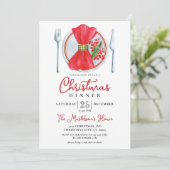 Eenvoudig feestelijk kerstdiner kaart (Staand voorkant)