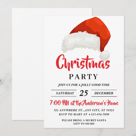 Eenvoudig feestelijk kerstfeest met kerstmis kaart (Voorkant / Achterkant)