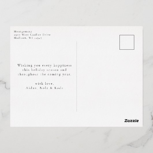 Eenvoudig feestelijk script folie feestdagen briefkaart (Achterkant)