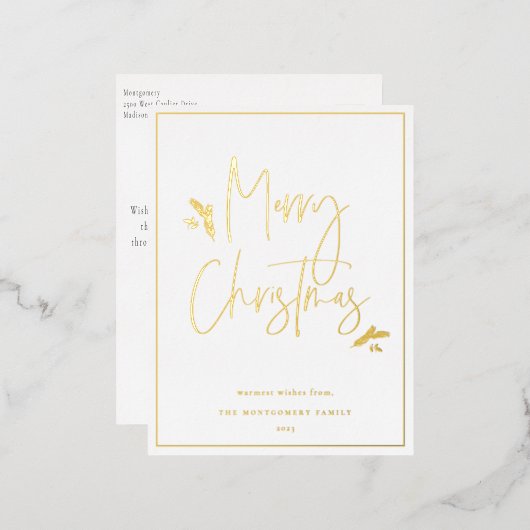 Eenvoudig feestelijk script folie feestdagen briefkaart (Voorkant / Achterkant)