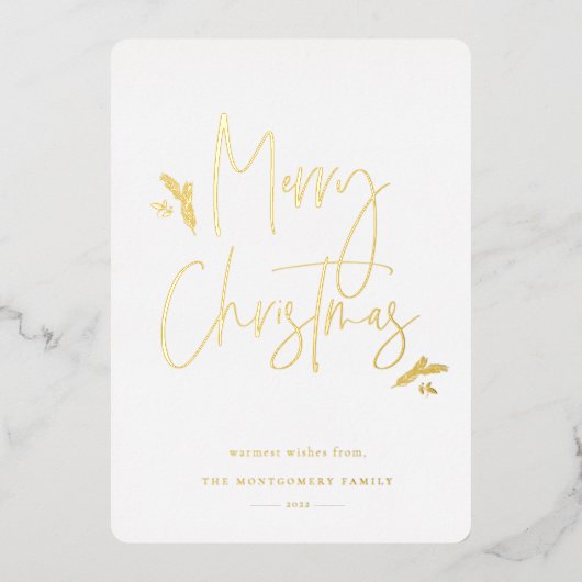 Eenvoudig feestelijk script folie feestdagenkaart (Voorkant)