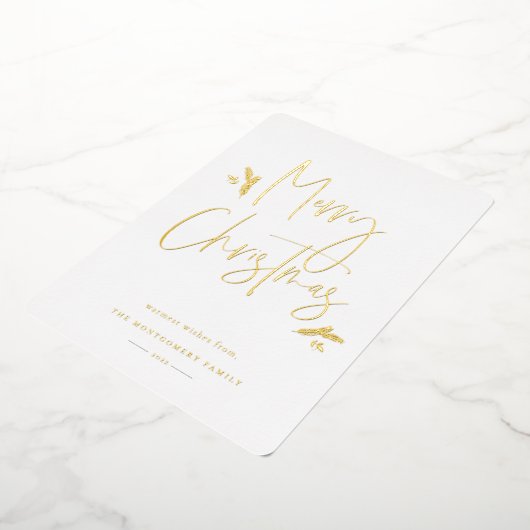 Eenvoudig feestelijk script folie feestdagenkaart (Gedraaid)