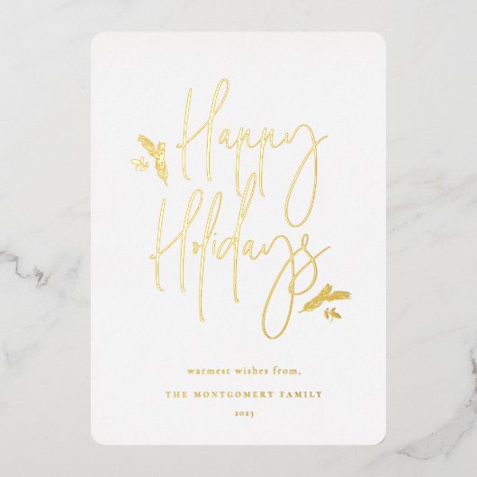 Eenvoudig feestelijk script folie feestdagenkaart (Voorkant)
