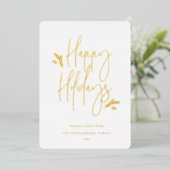 Eenvoudig feestelijk script folie feestdagenkaart (Staand Voorkant)