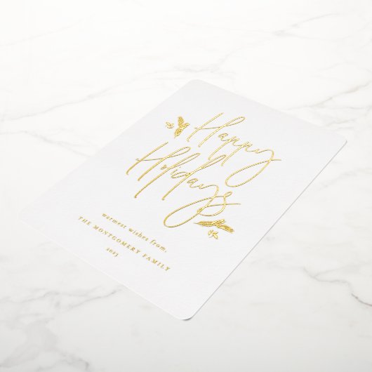 Eenvoudig feestelijk script folie feestdagenkaart (Gedraaid)