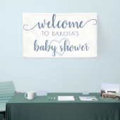 Eenvoudig feestwelkom | Dusty Blue Heart Gepersona Spandoek (Beurs)