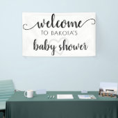 Eenvoudig feestwelkom | Zwart script hart bewerkba Spandoek (Beurs)