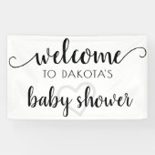 Eenvoudig feestwelkom | Zwart script hart bewerkba Spandoek (Horizontaal)