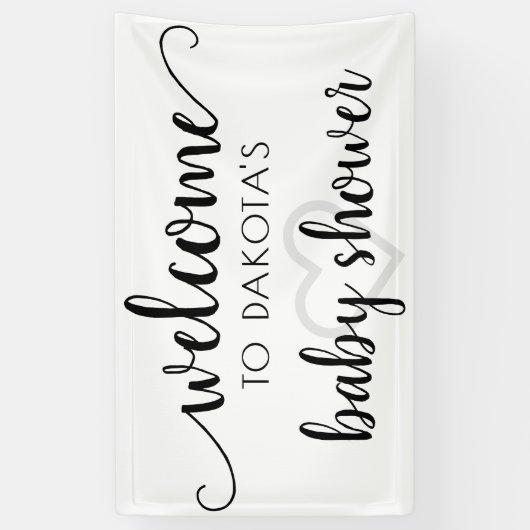 Eenvoudig feestwelkom | Zwart script hart bewerkba Spandoek (Verticaal)