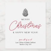 Eenvoudig Festief Prettig Kerst Script Bedrijf Wijn Etiket (Enkel label)