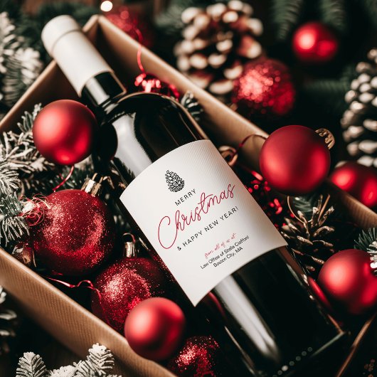 Eenvoudig Festief Vrolijk Kerstscript Bedrijf Wijn Etiket