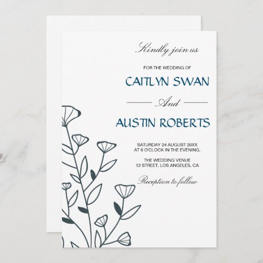 Eenvoudig Flora Elegance Botanisch Monogram Kaart (Voorkant / Achterkant)