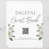 Eenvoudig Floral Digitaal Gastenboek QR Code Sign (Voorkant / Achterkant)