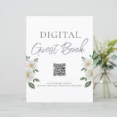 Eenvoudig Floral Digitaal Gastenboek QR Code Sign (Staand voorkant)