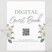 Eenvoudig Floral Digitaal Gastenboek QR Code Sign (Voorkant)