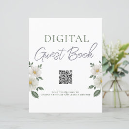 Eenvoudig Floral Digitaal Gastenboek QR Code Sign