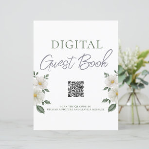 Eenvoudig Floral Digitaal Gastenboek QR Code Sign