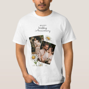 Eenvoudig Floral Happy Wedding Jubileum T-shirt