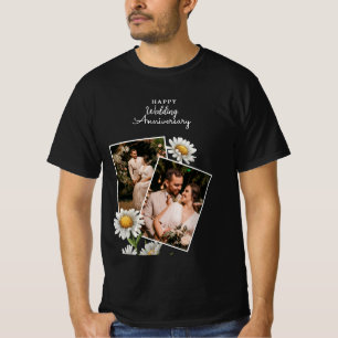 Eenvoudig Floral Happy Wedding Jubileum T-shirt